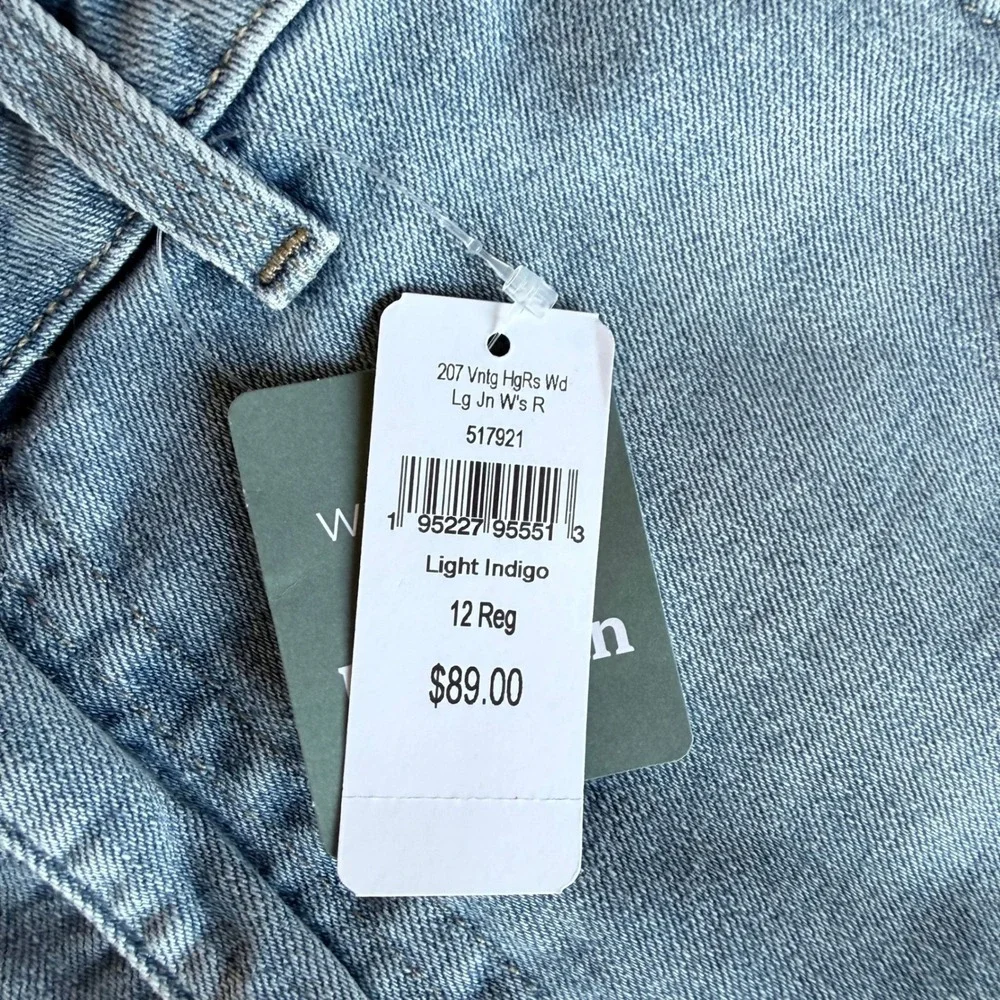 LL Bean 207 Vintage Jeans Womens 12 Reg Light Indigo Wide‎ Leg High Rise New